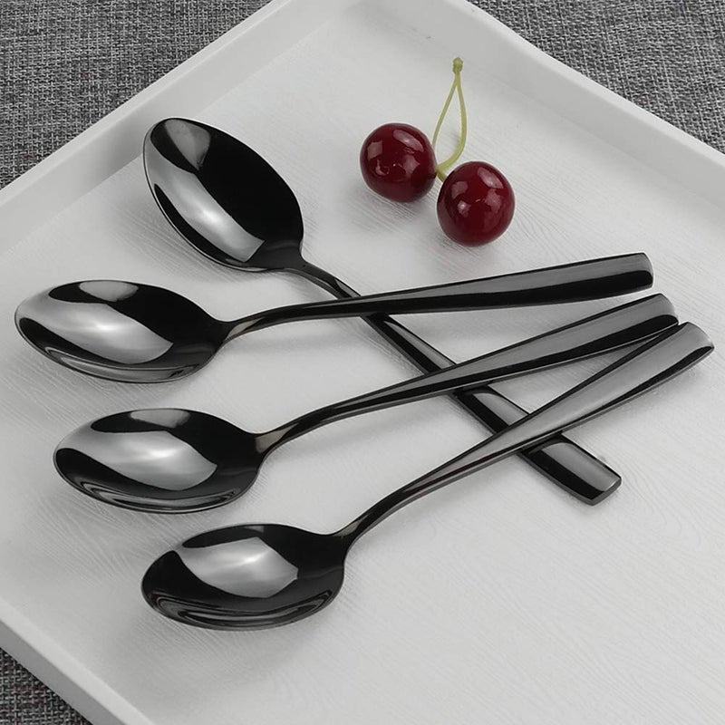 Teyyvn 12-Piece Black Stainless Steel Dessert Spoons - Image 4